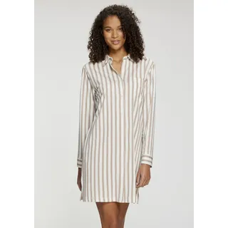 Nachthemd, Damen, Gr. 32/34, N-Gr, braun gestreift, Single Jersey, Obermaterial: 50% Baumwolle, 50% Viskose, VIVANCE DREAMS BY LASCANA, gestreift, loose fit kurz, eingesetzt Manschette, Kleider Nachthemd, mit durchgehender Knopfleiste
