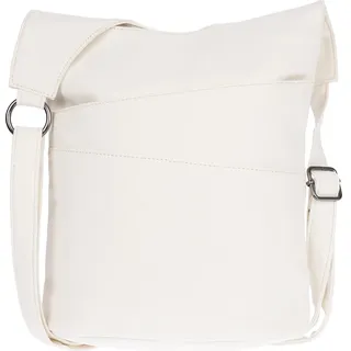 Damen Tasche Umhängetasche Beuteltasche Hobo Handtasche Crossover Leder Optik Offweiss