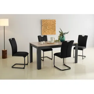 Home Affaire "Napoli", grau anthrazit, anthrazit, anthrazit), B:160cm H:75cm T:88,5cm, Sitzmöbel-Sets, Essgruppe, 5-teilige Tischgruppe mit modernem Freischwinger Stuhl und Esstisch,