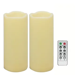 2 PCS 7,6cm x 17,8cm Wasserdichte batteriebetriebene flammenlose LED Säule Remote Kerzen flackernde Kunststoff Harz Elektrisches dekoratives Licht für Laterne Patio Garten Home Decor Party Dekoration