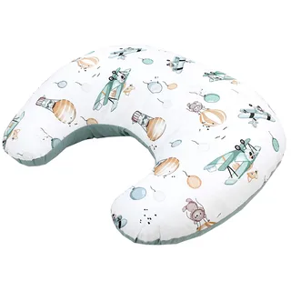 TupTam Baby Stillkissen Klein mit Baumwoll-Bezug, Farbe: Füchse im Flugzeug/Grün