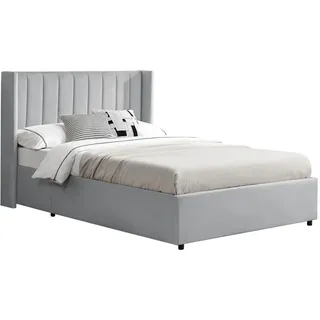 Juskys Polsterbett Savona hellgrau 140 x 200 cm , Hellgrau , Holzwerkstoff , 140x200 cm , Schlafzimmer, Betten, Polsterbetten