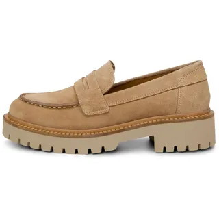 Marc O'Polo Marc OߴPolo Damen Loafer aus Leder mit robuster Profil-Laufsohle, Braun (Light Pure Sand), 40