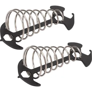 2 Stück Anti Trip Deck Tie Down Anker Heringe Fisch Knochenform Wind Seilspanner Spanner mit Feder für Camping Wandern Schwarz