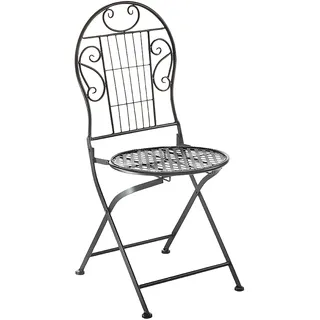 Kobolo Gartenstuhl Metallstuhl Klappstuhl Stuhl Metall - schwarz - Terrasse Balkon Romantisch Deko rund Blumen klappbar Muster Design Klappstuhl Bunt - Schwarz