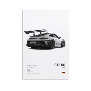 Dujoi Auto-Poster 911 GT3RS, Rennwagen, Wandkunst, Vintage-Auto-Poster für Herren, Auto-Kunstdrucke, 911, Leinwand, gerahmt, ungerahmt, 30 x 45 cm