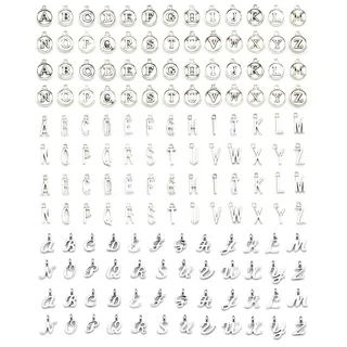 156 Stück Klein Buchstaben Anhänger A-Z Alphabet Charm für DIY Schmuckherstellung, Ohrringe, Armbänder, Halskette, Kreative Geschenkideen Basteln und Hochzeit Deko (Silber)