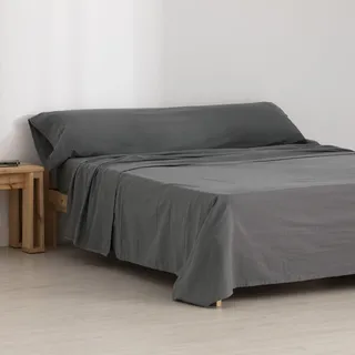 Belum Bettwäsche-Set, Flanell, Titan, 135, 100% Baumwolle, bestehend aus: Bettbezug: 210 x 270 cm, Spannbettlaken: 140 x 200 cm + 30 cm, Kissen: 45 x 155 cm