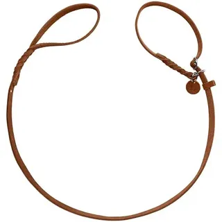 HUNTER Retriever-Leine SOLID Education, Farbe: Cognac, Handgeflochtene Leine mit integrierter Halsung, Spezialschieber und Zugstopp aus robustem Rindsleder, Größe 18/170