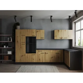 Respekta Winkelküche L-Form 340 cm Grau