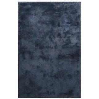 Homie Living Teppich Pisa, rund, Höhe: 25 mm, Hochflor, Microfaser, uni, weich, Shaggy, Wohnzimmer, Schlafzimmer blau 130 cm x 190 cm x 25 mm