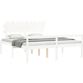 vidaXL Seniorenbett mit Kopfteil Weiß Super Kingsize Massivholz - Weiß