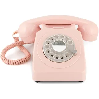 GPO  GPO 746ROTARYPINK Retro Telefon mit Wählscheibe im 70er Jahre Design Pink- Nelke Rosa