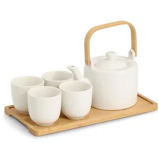 Zeller Teeservice Steingut Tavero 6-teilig , Weiß , Keramik , 12x11x12 cm , Geschirr, Geschirrsets, Kaffeeservice