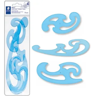 Staedtler 571 40 WP Mars Burmester Kurvenlineale 3 teilig im Etui, blau-transparent