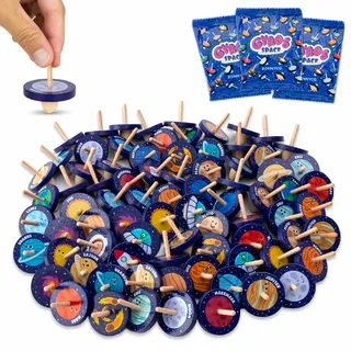 BONNYCO Kreisel für Kinder Stück 80 Weltraum Mitgebsel Kindergeburtstag Gastgeschenke. Kleine Geschenke für Kinder, Mitbringsel Kindergeburtstag. Mitgebsel Set, Give Aways. Pinata Füllung Kreisel Holz