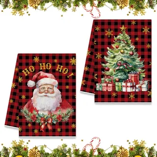 ZJILIXIA 2 Stück Geschirrhandtücher Weihnachten,40x60 cm Weihnachten Deko Geschirrtücher,Weihnachtsdeko Innen,Weihnachtshandtuch,Weinachtsdekorationen Küchentücher Küche Weihnachts Küchen Zubehör (C)
