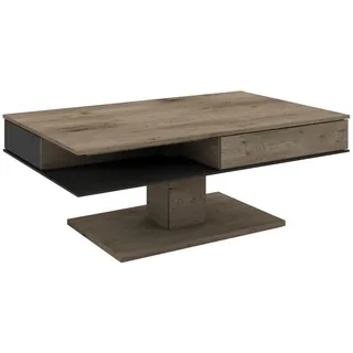 Voglauer Couchtisch , Anthrazit, Eichefarben , Holz, Glas , Altholz, Eiche , massiv , 2 Schublade(n) Schubladen , rechteckig , eckig, Bodenplatte , 75x46x120 cm , Goldenes M, Made in Austria , Stauraum, offenes Fach , Holzmöbel, Holztische, Wohnzimmertische Holz, Couchtische Holz
