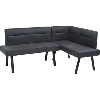 byLIVING Eckbank Montreal, anthrazit, schwarz, B:181cm H:87cm T:56cm, Stahl, Stoff, Sitzbänke, Eckbank, Microfaser, bis 330 kg, Taschenfederkern, Ziernaht im Rücken,