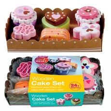 bee SMART Kuchen aus Holz in Serviertabletts | Kinder-Rollenspielset | Rollenspiel- und Fantasie-Spielküchenset für Kinder | Geburtstagsgeschenke für Kleinkinder Jungen & Mädchen