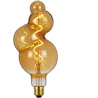 TIANFAN Retro-Glühbirne 4W, Bernsteinfarben, Dimmbar, E27 Sockel, 2000K Warmlicht, 4 unregelmäßige Glaskugeln (entspricht 25W), Dekorative Edison-LED-Lampe