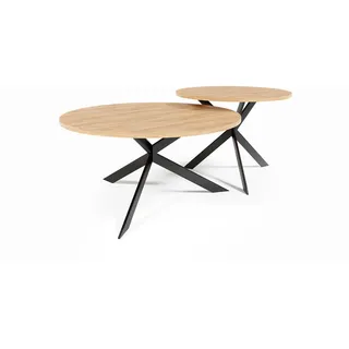Feldmann-Wohnen Couchtisch Libre Schwarz Molet / Schwarz (2er-Set) , Holz , Rund,Rund , X-Form , 133x42x75 cm , Wohnzimmer, Wohnzimmertische, Couchtische