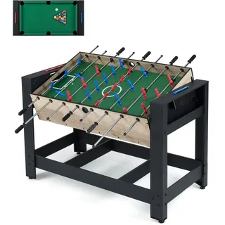 COSTWAY 2 in 1 Multifunktionstisch schwenkbar, Tischkicker mit Tischfußball & Billardtisch, Kickertisch für Kinder, Erwachsene, Multi-Spieltisch inkl. 2 Bälle, Queue, Dreieck, Bürste & Kreide