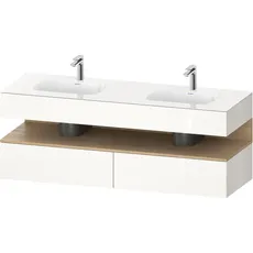 Duravit Qatego Einbauwaschtisch mit Konsolenwaschtischunterbau, 1600x550x600mm, Nische Eiche Natur, Doppelwaschtisch, QA4797030, Farbe: Weiß Hochglanz