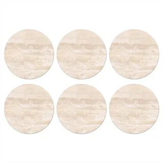 MuchoWow Glasuntersetzer 6er-Set Rund Marmor - Steine - Sand - Textur 10x10 cm , Naturmaterialen , 10x0.2 cm , Gläser, Untersetzer
