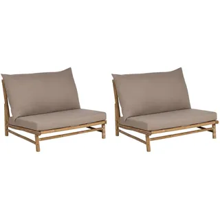 Beliani Gartensessel 2er-Set Massivholz taupe Todi , Holz , 102x74x85 cm , Gartenmöbel, Loungemöbel, Loungesessel