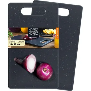 Moritz & Moritz 2x Schneidebrett Kunststoff Set in Granit Optik - 25 x 15 cm - Schneidebretter BPA frei - Frühstücksbrettchen - Schneidebrett Set hygienisch und spülmaschinenfest