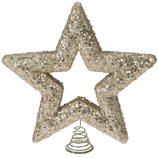 com-four® Weihnachtsbaumspitze Stern-Glitzer - Christbaumspitze für den Weihnachtsbaum - passend für jeden Christbaum - Stern zum Hinstellen für Weihnachten