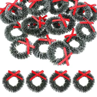DEARMAMY 20 STK Weihnachtskranz DIY Dekorativer Kranz Kerzenring Kranz Mini-Girlande Für Weihnachten Künstliche Bogenkerzenringe Weihnachtskränze Für Künstliche Kiefer Winter Kunststoff