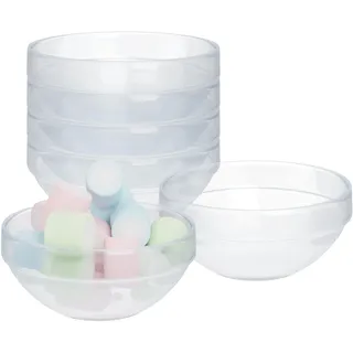 Relaxdays Dessertschalen, 6er Set, Glas, 300 ml, für Nachtisch, Pudding, Salat, Snacks, runde Glasschälchen, transparent