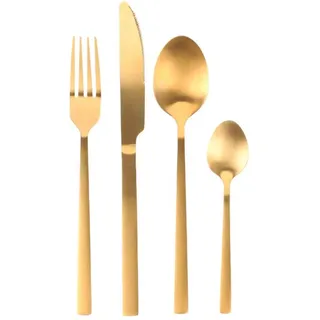 BERGER Besteck-Set | 16-tlg. Besteckset Essbesteck aus rostfreiem Edelstahl | Hochwertiges Tafelbesteck Besteck Set mit Messer Gabel Löffel | Spülmaschinenfest und langlebig (Gold matt)