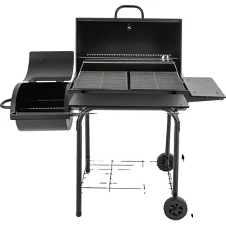 Holzkohlegrill, robuste Bauweise, große Kochfläche, schwarz - Schwarz