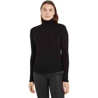 Tommy Hilfiger Damen Pullover Slim Fit Roll Neck Rollkragen, Schwarz (Black), 3XL