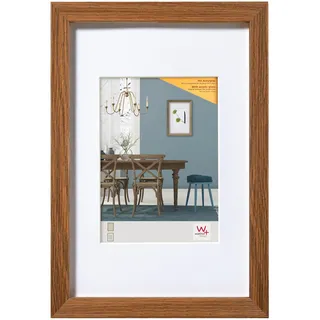 walther design Bilderrahmen eiche dunkel 50 x 70 cm mit Kunstglas und Passepartout Fiorito Holzrahmen EFX070P