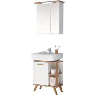 Saphir Badmöbel-Set »Quickset 2-teilig, Waschbeckenunterschrank mit LED-Spiegelschrank« 2 Stk. tlg., weiß