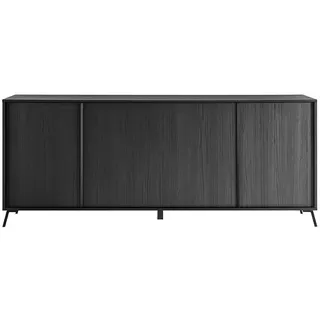 Calicosy Anrichte mit 4 Türen L205 cm - City , Schwarz , Holzwerkstoff , 40x84x205 cm , Kleinmöbel, Kommoden, Sideboards