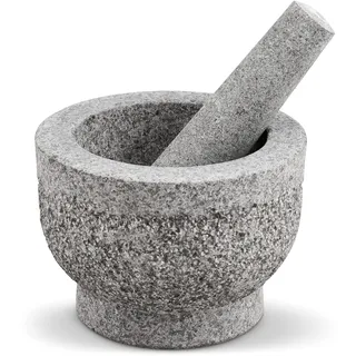 Cole & Mason Langley Mörser und Stößel, 15cm, Granit, robust & langlebig, Gewürze, Kräuter, polierter Steinmörser