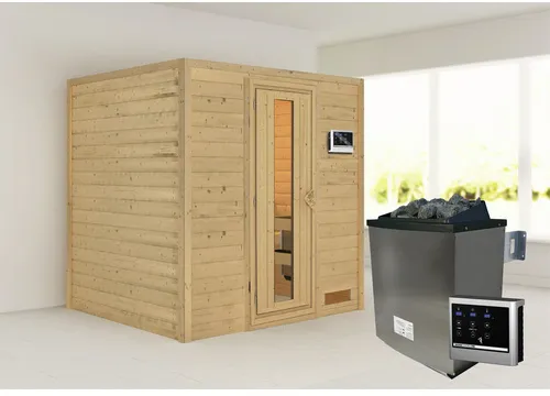 Bild von Karibu Sauna Anja 9 kW Saunaofen mit externer Steuerung, für 3 Personen - beige