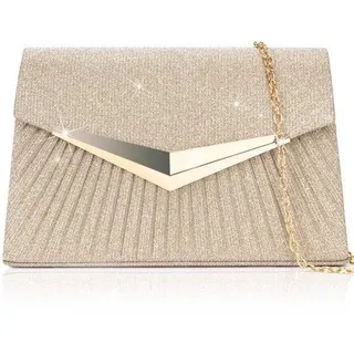 Glitzernde Damen-Clutches mit abnehmbarem Kettchen, elegante Pailletten-Taschen für die Hochzeit, Trage-Tasche für Abend und Braut, schräge Schultertaschen für Hochzeitsfeier (21 x 5 x 13 cm, Champagner) - Beige