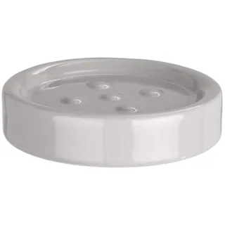 WENKO Seifenablage Polaris Pastel Grey Keramik - Seifenschale ideal für Handseife, Keramik, 11 x 2.5 x 11 cm, Hellgrau, Pastellgrau