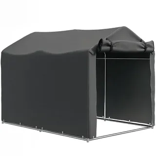 Outsunny Garagenzelt wasserdicht mit Tür, UV-beständig Fahrradabdeckung , Dunkelgrau , Metall , 157x165x220 cm , Gartenzubehör, Geräteschuppen