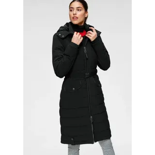 ALPENBLITZ Steppmantel »Oslo long« Mantel mit Markenprägung auf dem Gürtel & abnehmbarer Kuschel-Kapuze, schwarz,