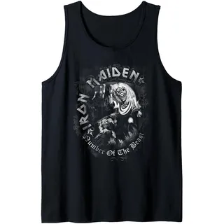 Iron Maiden Number of the Beast Greyscale Tank Top, Herren, Schwarz, L