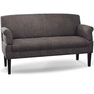 CAVADORE 3-Sitzer Küchensofa Malm, Sitzbank für Küche oder Esszimmer in Lederoptik, Inkl. Armteilverstellung, Federkern und moderner Kontrastnaht, 182 x 97 x 78, Mikrofaser: grau