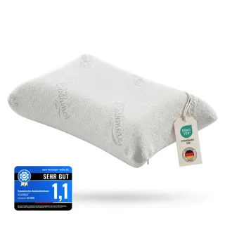 VELANIQUE® Cashmere Flow+, Orthopädisches Nackenstützkissen, Visco Kissen, Memory Foam Kopfkissen, ergonomisch, perforiert, atmungsaktiv, Premium Schlafkomfort, Memory Schaum Kissen 15 cm hoch