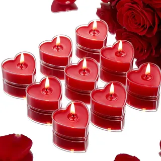 9 Stücke Herzförmige Romantische Teelichter, Duftkerze Herz Kerzen ​Teelicht, ​Romantische Kerzen Herzkerzen für Valentinstag,Geburtstag, Vorschlag, Hochzeit, Party, Hochzeit Verlobung,rot